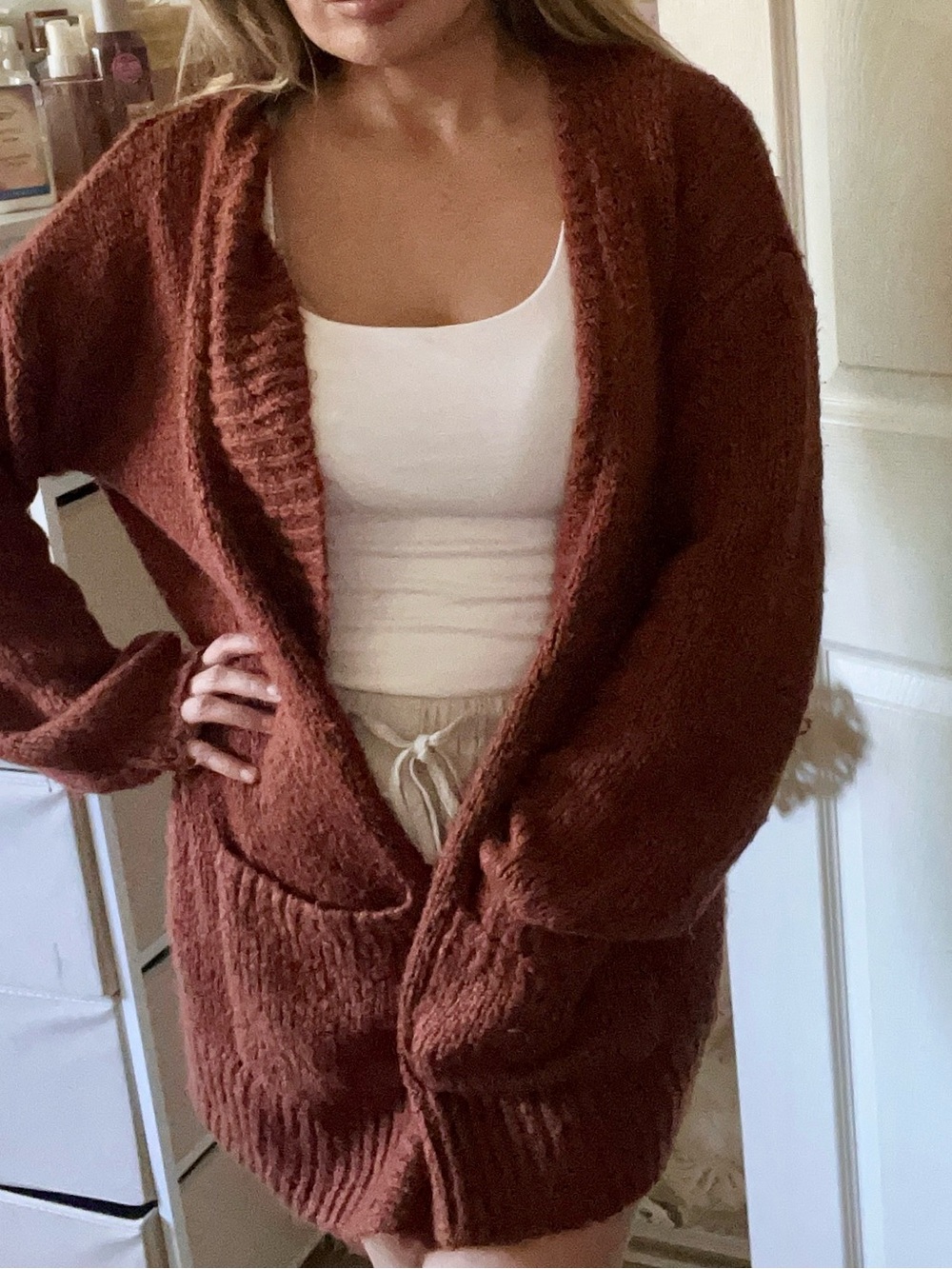 bp Rust Open-Front Knit Cardigan - Picture 5 of 7
